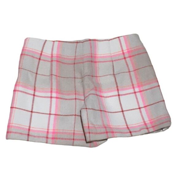 GAP Kids Beige Pink Plaid Wool Blend Adjustable Waist Lined Shorts 18 Plus - Picture 3 of 7